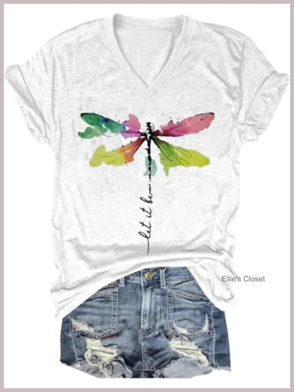 Women's V-Neck Graphic Tee Boho Flower Short Sleeve T-Shirt Cotton Blend Summer